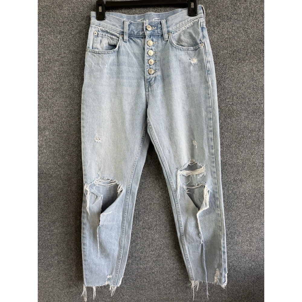We The Free Women's Twenty Four Light Blue Size 24 Distressed Frayed Jeans. A94
